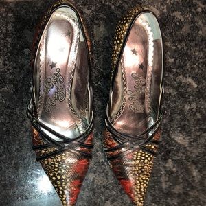 Naughty Monkey Animal Print Heels. Sz.8.5